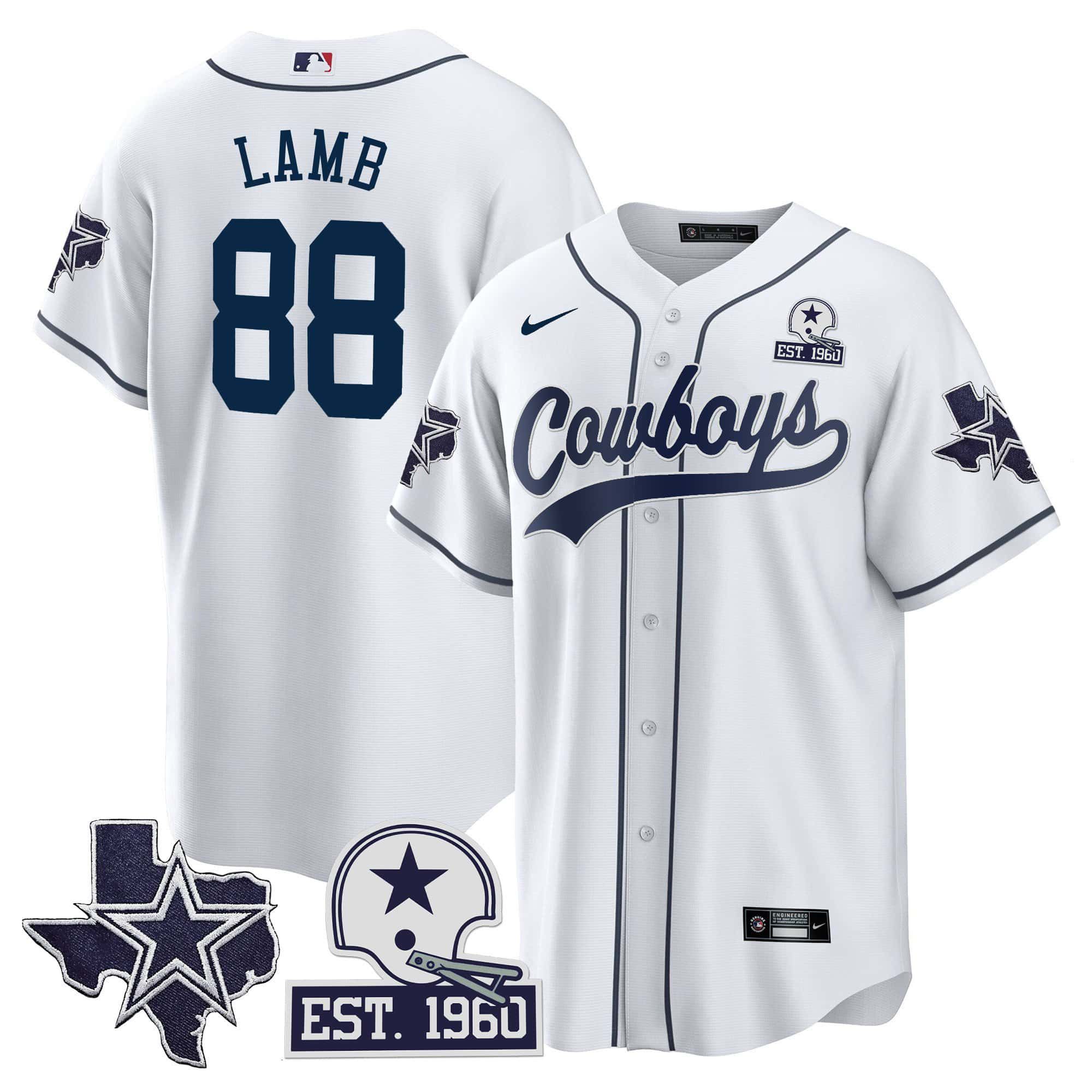 Men Dallas Cowboys #88 Lamb White 2024 Nike Patch Baseball NFL Jersey